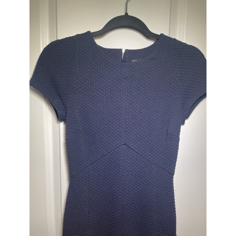 Womens Banana Republic Navy Blue Zipper Cap Sleeve A‎ Line  Dress Size 0 - Picture 2 of 11